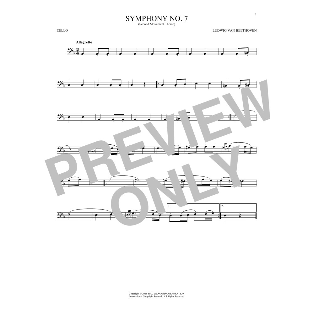 Symphony No. 7 In A Major, Second Movement (Allegretto)